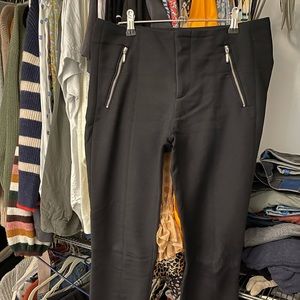 Straight leg trousers with zippers